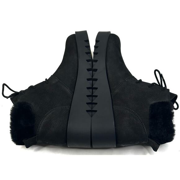 Eileen Fisher Kenille Black Nubuck Bootie Shearling Trim Wedge Womens 7 New $255 - Picture 5 of 10